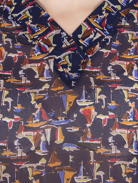 blue printed georgette top - 14062634 - Zoom Image - 4