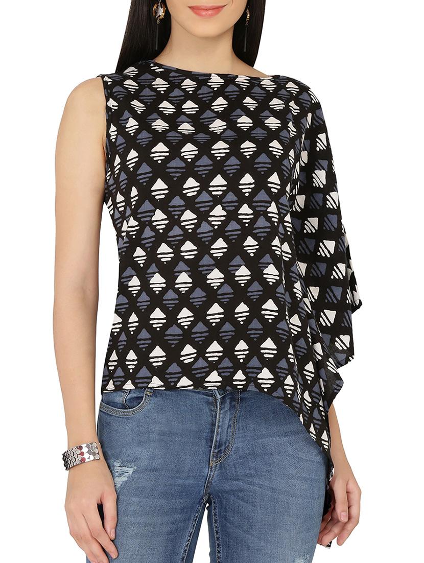 crew neck asymmetric top - 14063927 - Zoom Image - 1