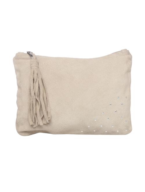 jungli murgi white suede pouch clutch - 14064680 - Standard Image - 1