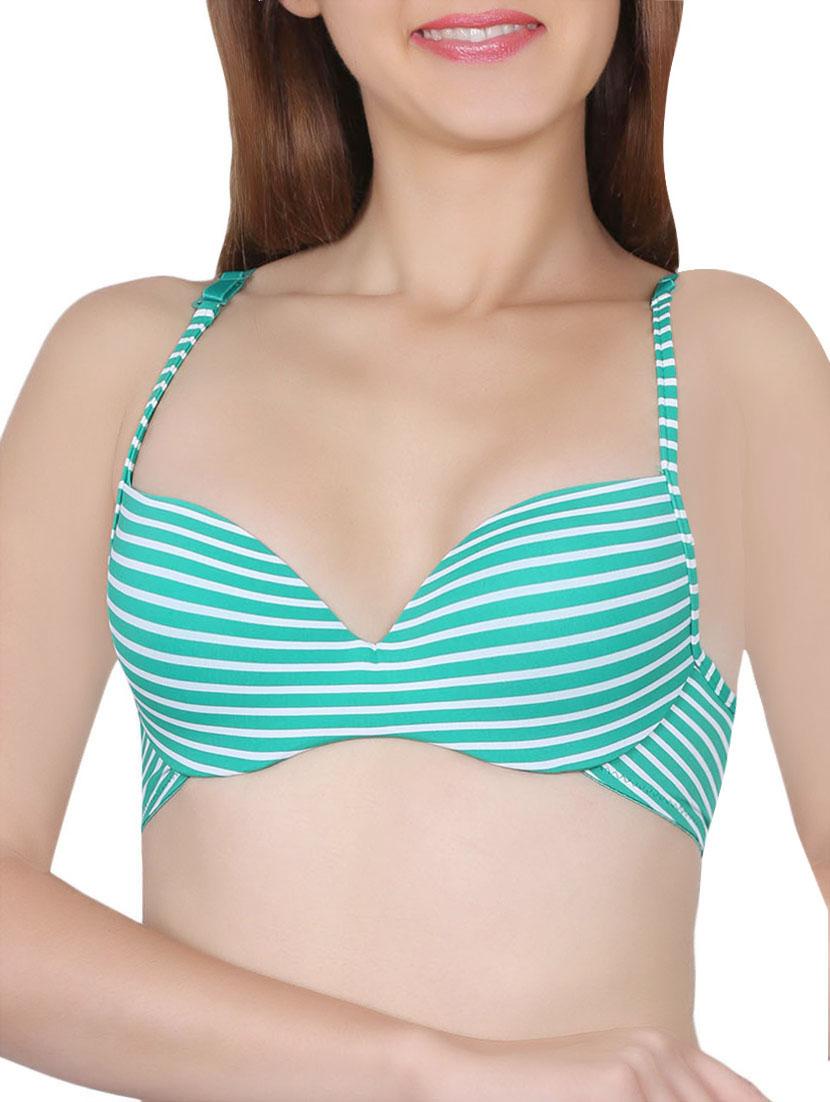 striped green push up bra - 14065098 - Zoom Image - 1