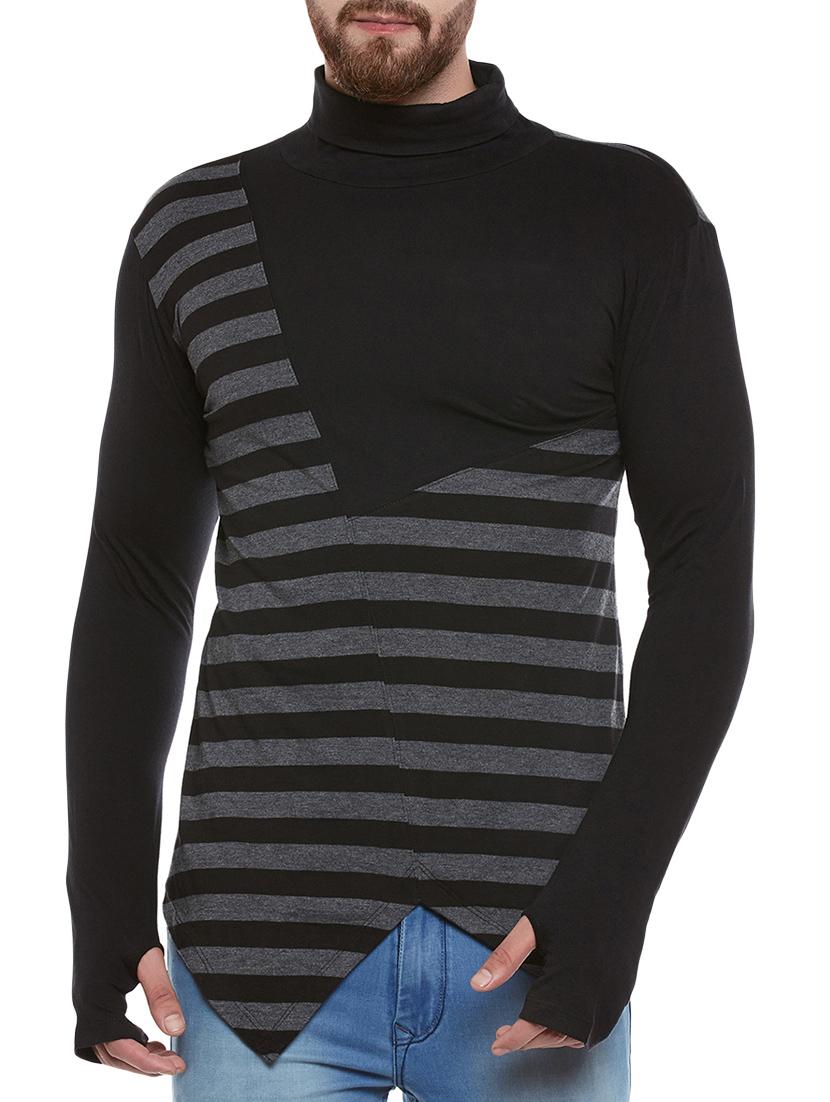 black cotton blend asymmetric t-shirt - 14065439 - Zoom Image - 1
