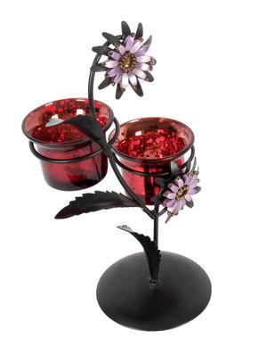 iron and glass flower tealight candle holder showpiece by jewel fuel - 14065915 - Standard Image - 3