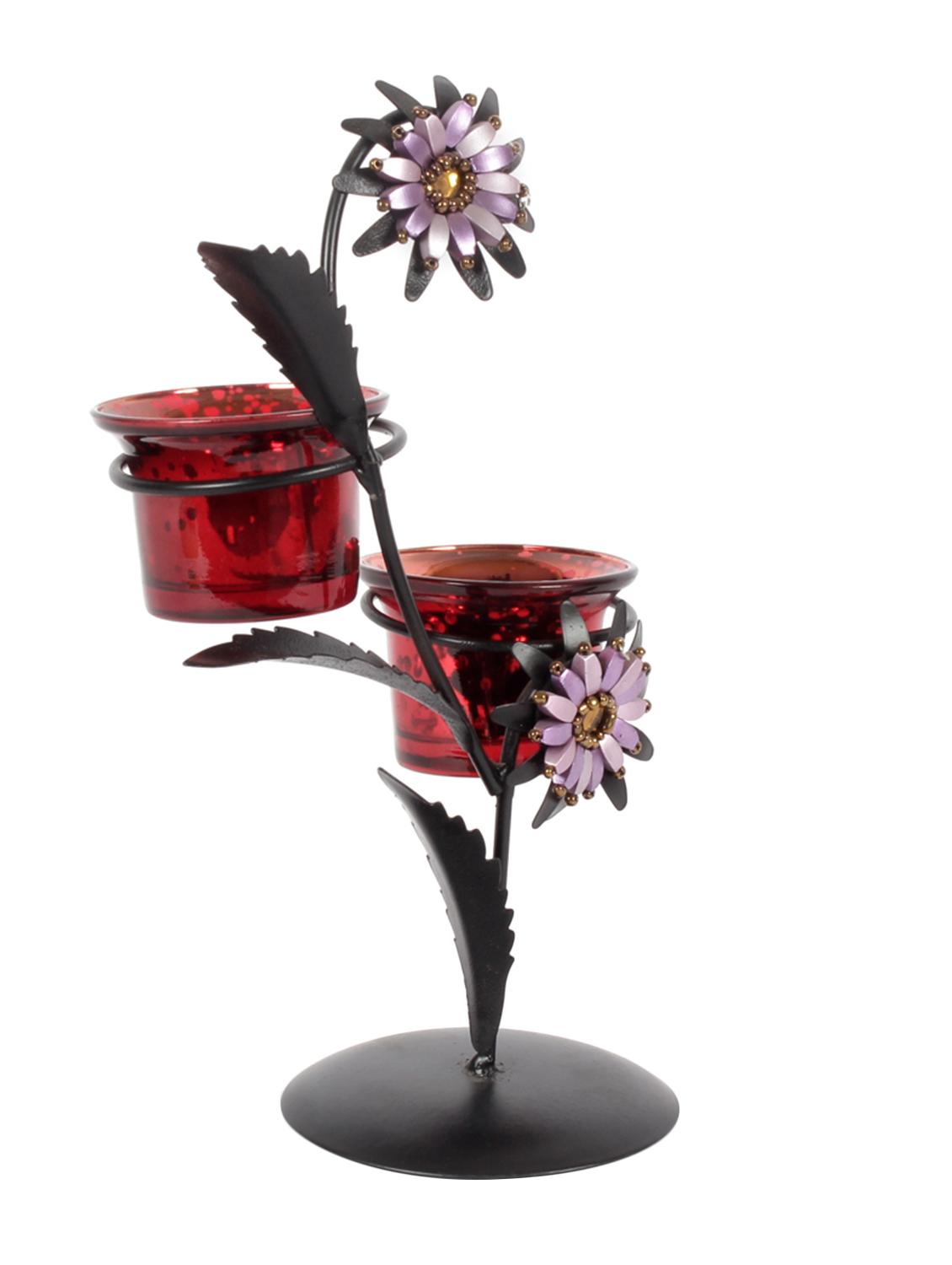 iron and glass flower tealight candle holder showpiece by jewel fuel - 14065915 - Zoom Image - 2