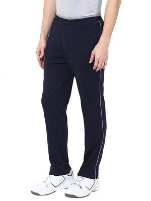 blue cotton full length track pant - 14067649 - Standard Image - 2