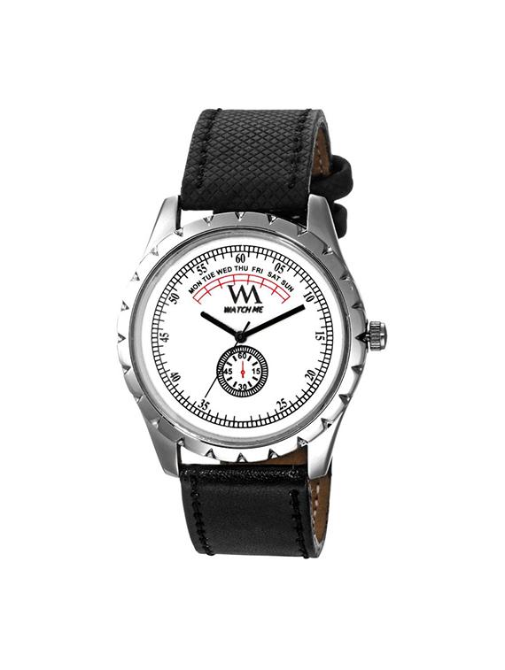 watch me formal white watch with black leather strap for men and boys -230-wtwx - 14069444 - Zoom Image - 1