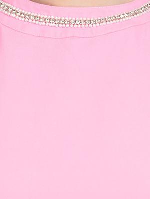 pink georgette fit & flare dress - 14070128 - Standard Image - 4