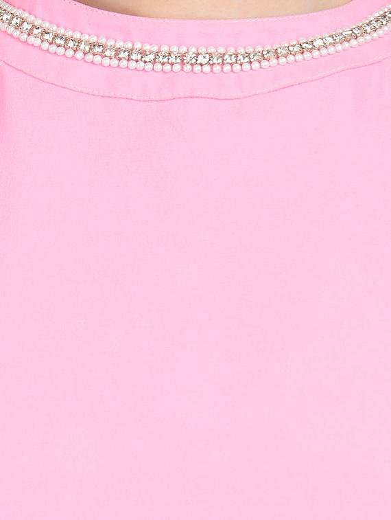 pink georgette fit & flare dress - 14070128 - Zoom Image - 4