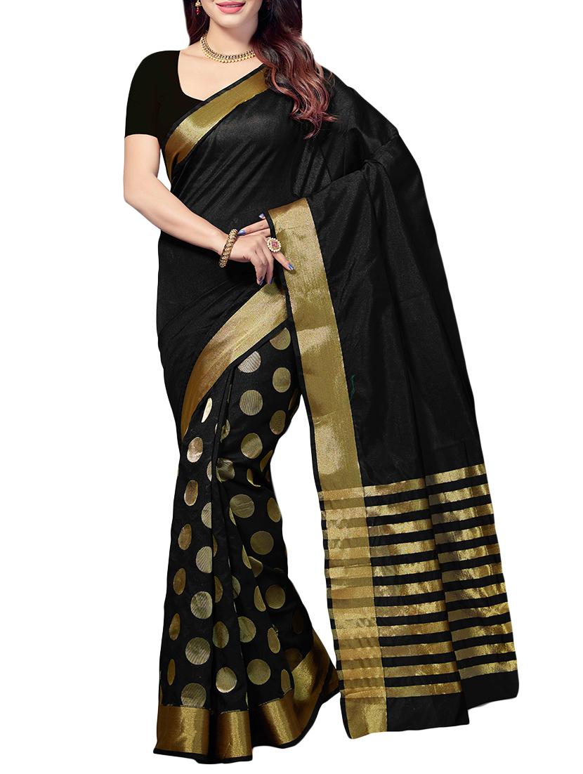 black woven saree with blouse