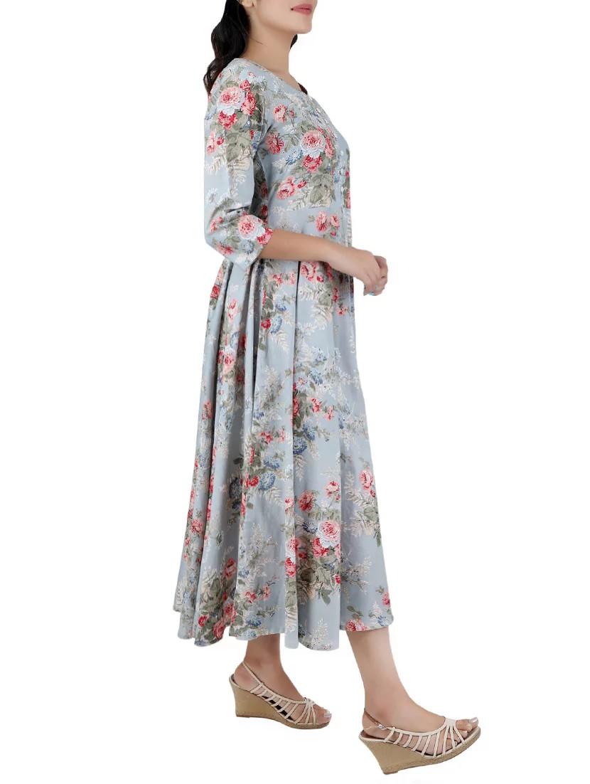 flared floral kurta - 14077079 - Zoom Image - 2