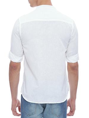 solid white cotton pathani kurta - 14077323 - Standard Image - 3