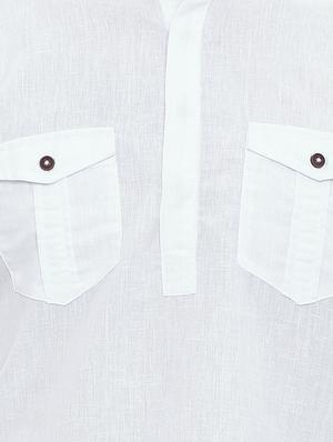 solid white cotton pathani kurta - 14077323 - Standard Image - 4