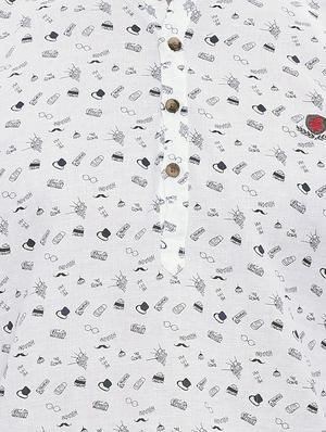 white cotton printed kurta - 14077331 - Standard Image - 4