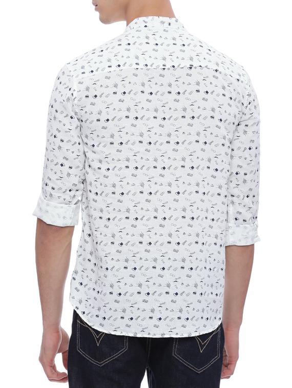 white cotton printed kurta - 14077331 - Zoom Image - 3