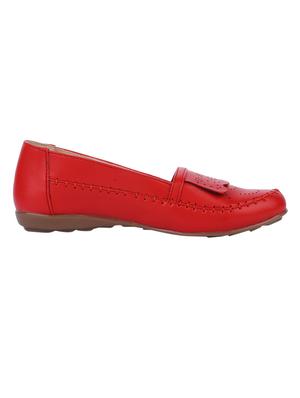 red faux leather slip on loafers - 14078825 - Standard Image - 2
