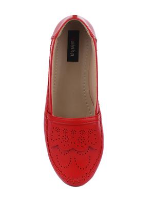 red faux leather slip on loafers - 14078825 - Standard Image - 4
