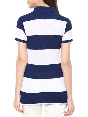 navy blue striped cotton viscose blend regular tee - 14082145 - Standard Image - 3