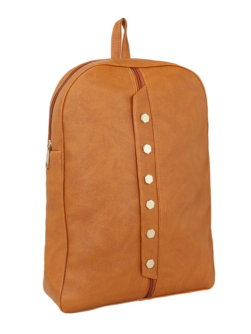 tan leatherette fashion backpack - 14082325 - Zoom Image - 2