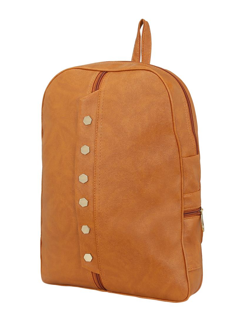 tan leatherette fashion backpack - 14082325 - Zoom Image - 4
