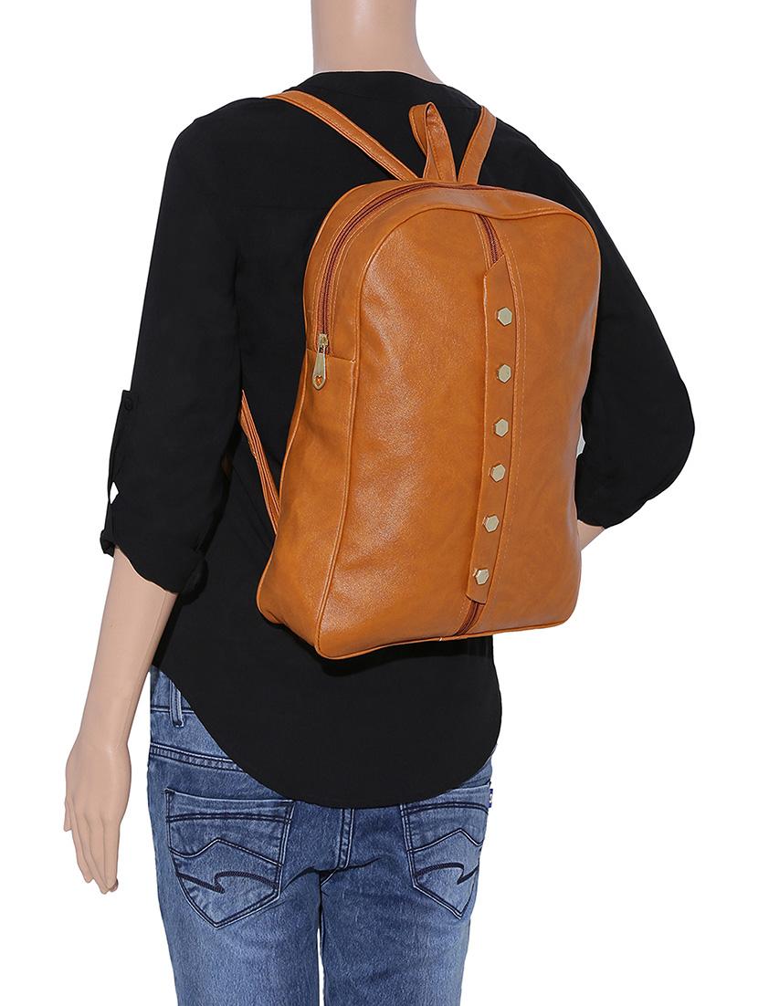 tan leatherette fashion backpack - 14082325 - Zoom Image - 5