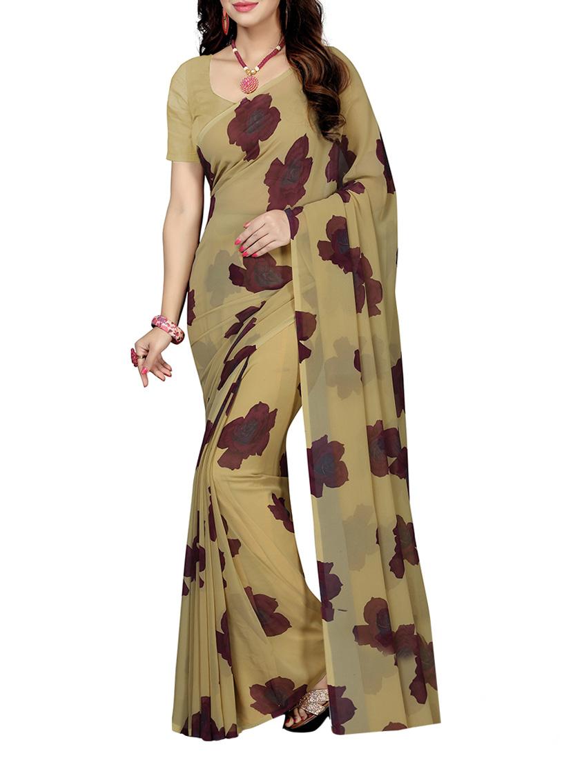 Green printed saree with blouse - 14083122 - Zoom Image - 1