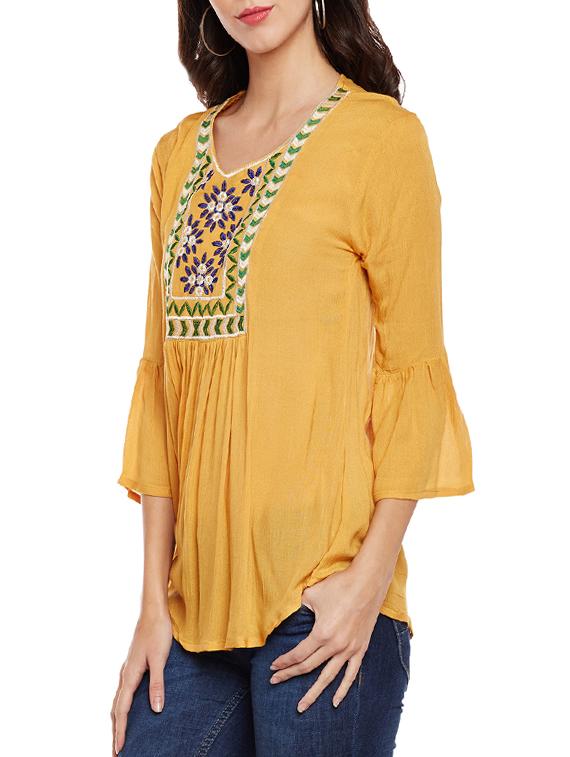 gathered detail embroidered top - 14084441 - Zoom Image - 2