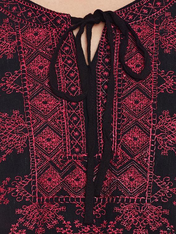 tie up neck embroidered top - 14084442 - Zoom Image - 4
