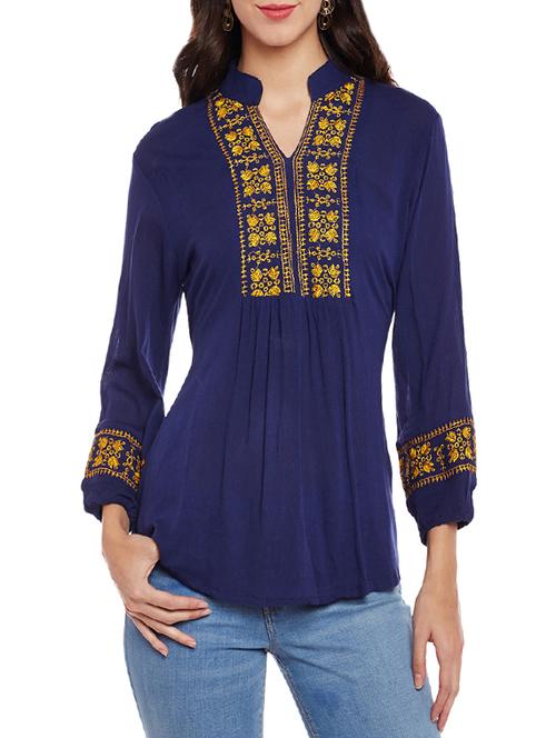 tie back embroidered tunic - 14084446 - Standard Image - 1