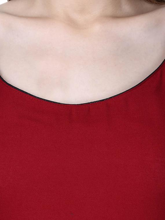 maroon viscose straight kurta - 14087116 - Zoom Image - 4