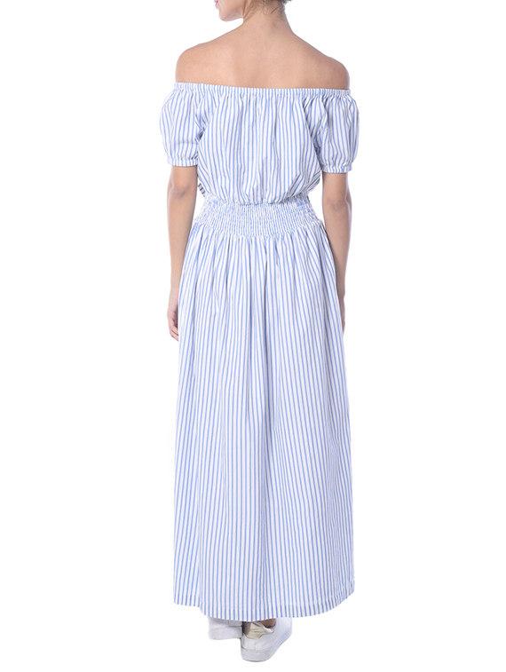 striped blue cotton maxi dress - 14087437 - Zoom Image - 3