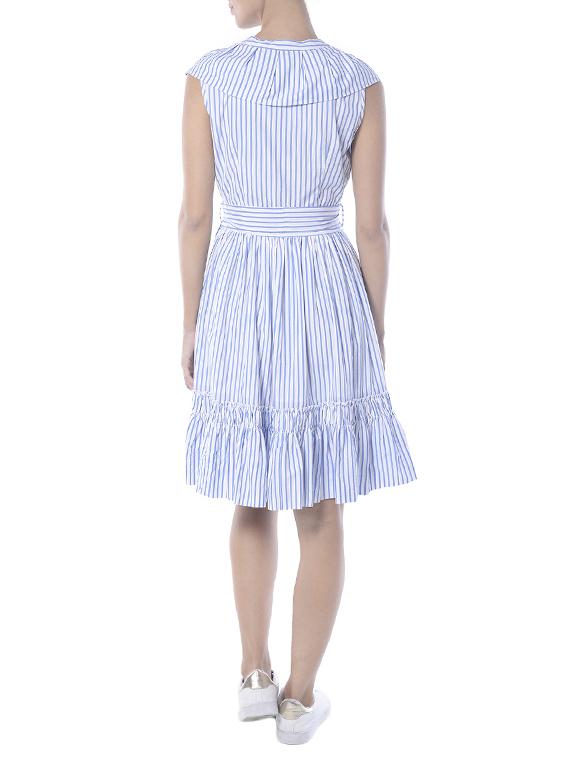 striped blue cotton belted dress - 14087444 - Zoom Image - 3