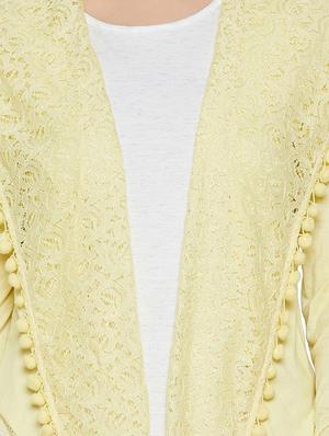 pom pom lace asymmetric shrug - 14088408 - Standard Image - 4