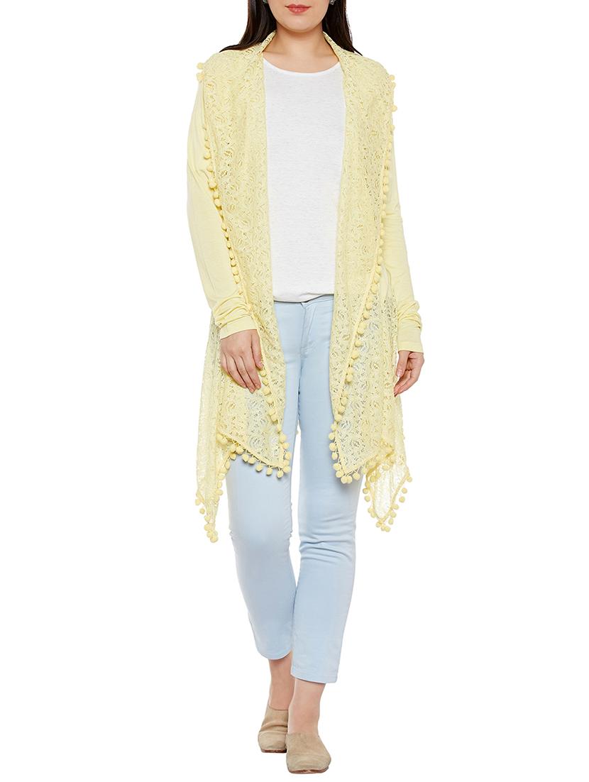 pom pom lace asymmetric shrug - 14088408 - Zoom Image - 1