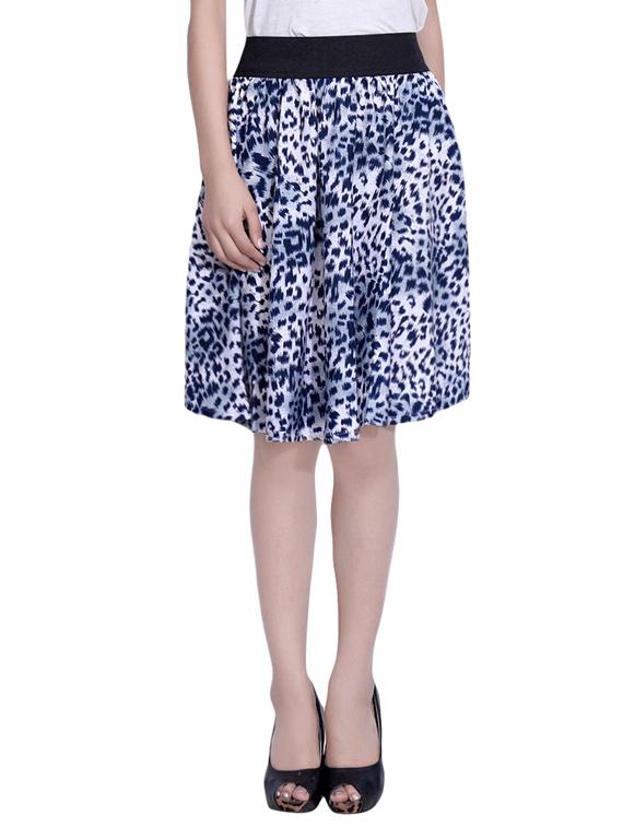 blue printed crepe skirt