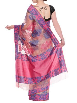 pink woven saree with blouse - 14089546 - Standard Image - 2