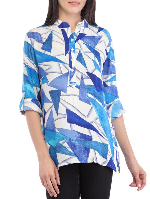 blue viscose straight kurti - 14091668 - Standard Image - 1