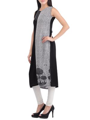 black viscose aline kurta - 14092240 - Standard Image - 2