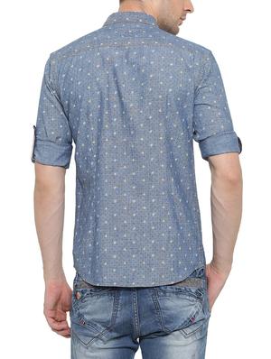 blue denim casual shirt - 14093901 - Standard Image - 3