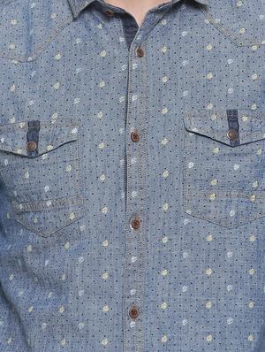 blue denim casual shirt - 14093901 - Standard Image - 4
