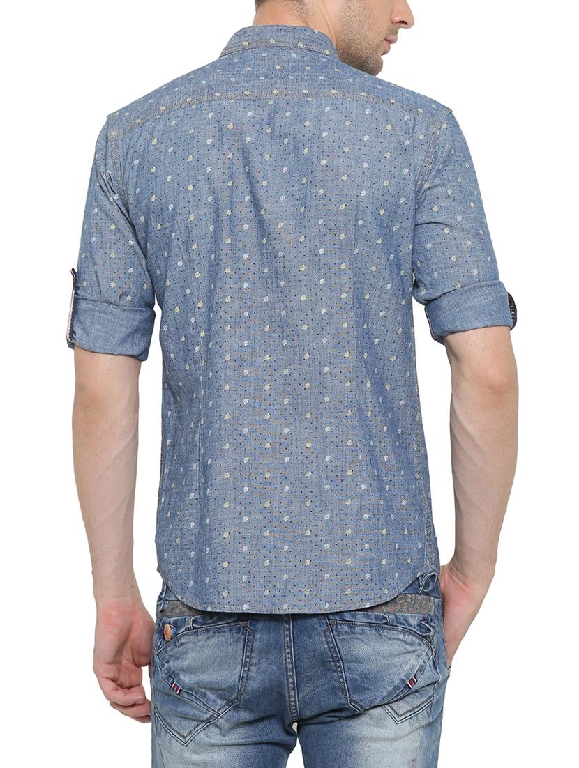 blue denim casual shirt - 14093901 - Zoom Image - 3