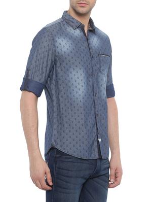 dark blue denim casual shirt - 14093933 - Standard Image - 2