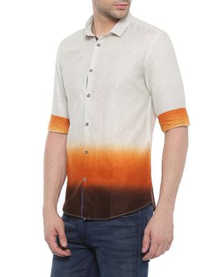 orange cotton casual shirt - 14094133 - Standard Image - 2