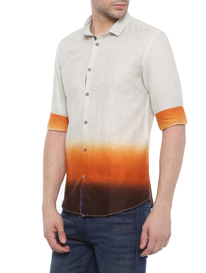 orange cotton casual shirt - 14094133 - Zoom Image - 2