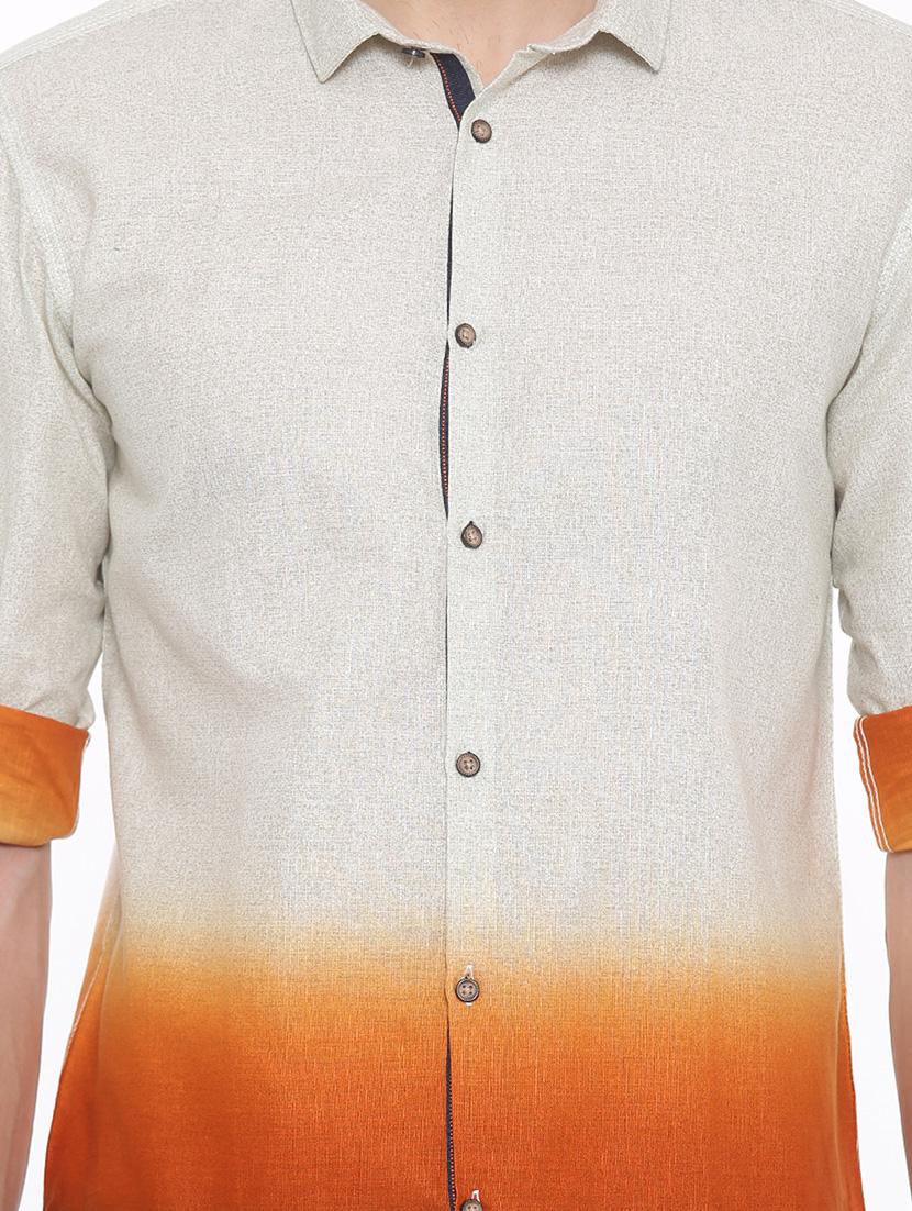 orange cotton casual shirt - 14094133 - Zoom Image - 4