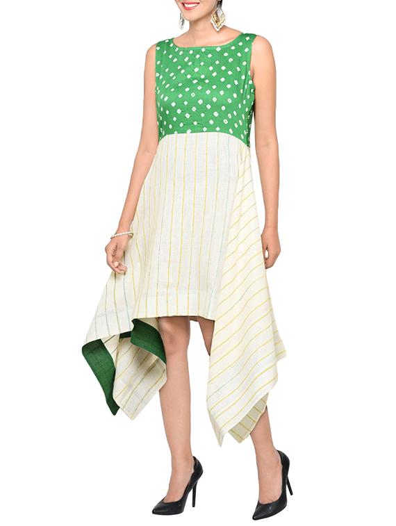 green printed asymmetrical dress - 14094784 - Zoom Image - 2