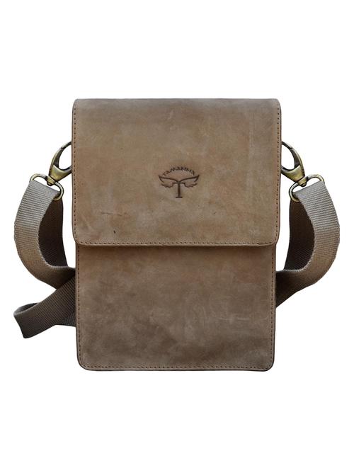 brown leather messenger bag - 14095419 - Standard Image - 1