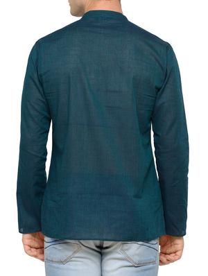 blue cotton short kurta - 14099117 - Standard Image - 3