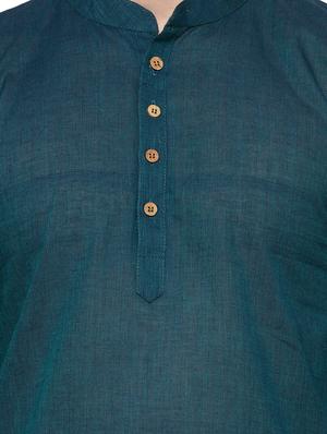 blue cotton short kurta - 14099117 - Standard Image - 4
