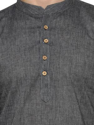 grey cotton short kurta - 14099118 - Standard Image - 4