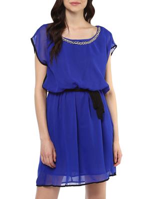 blue poly georgette dress - 14100544 - Standard Image - 2