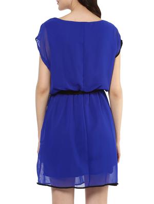 blue poly georgette dress - 14100544 - Standard Image - 4